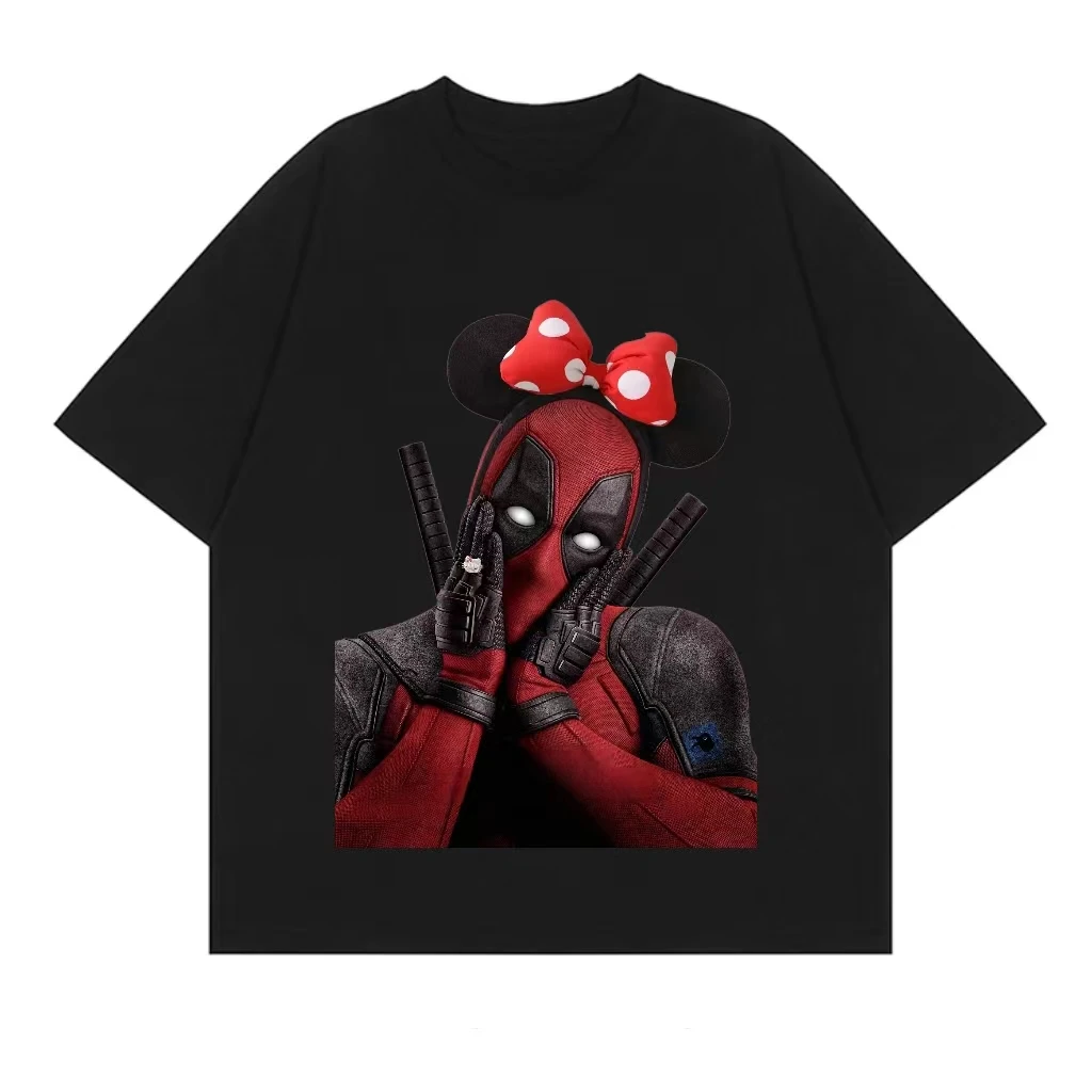 Deadpool Movie Peripheral T-shirt Men and Women Marvel Short-sleeved Summer Top Crew-neck Couple Matching Family Outfits