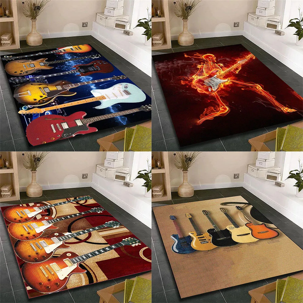 Music guitar printed pattern carpet living room sofa bedroom electronic sports table chair floor decoration 