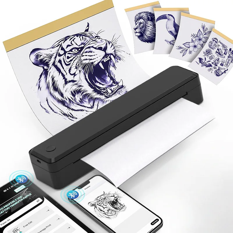 Machine de transfert de tatouage sans fil, imprimante de pochoirs thermiques Bluetooth, Compatible avec les Smartphones et PC