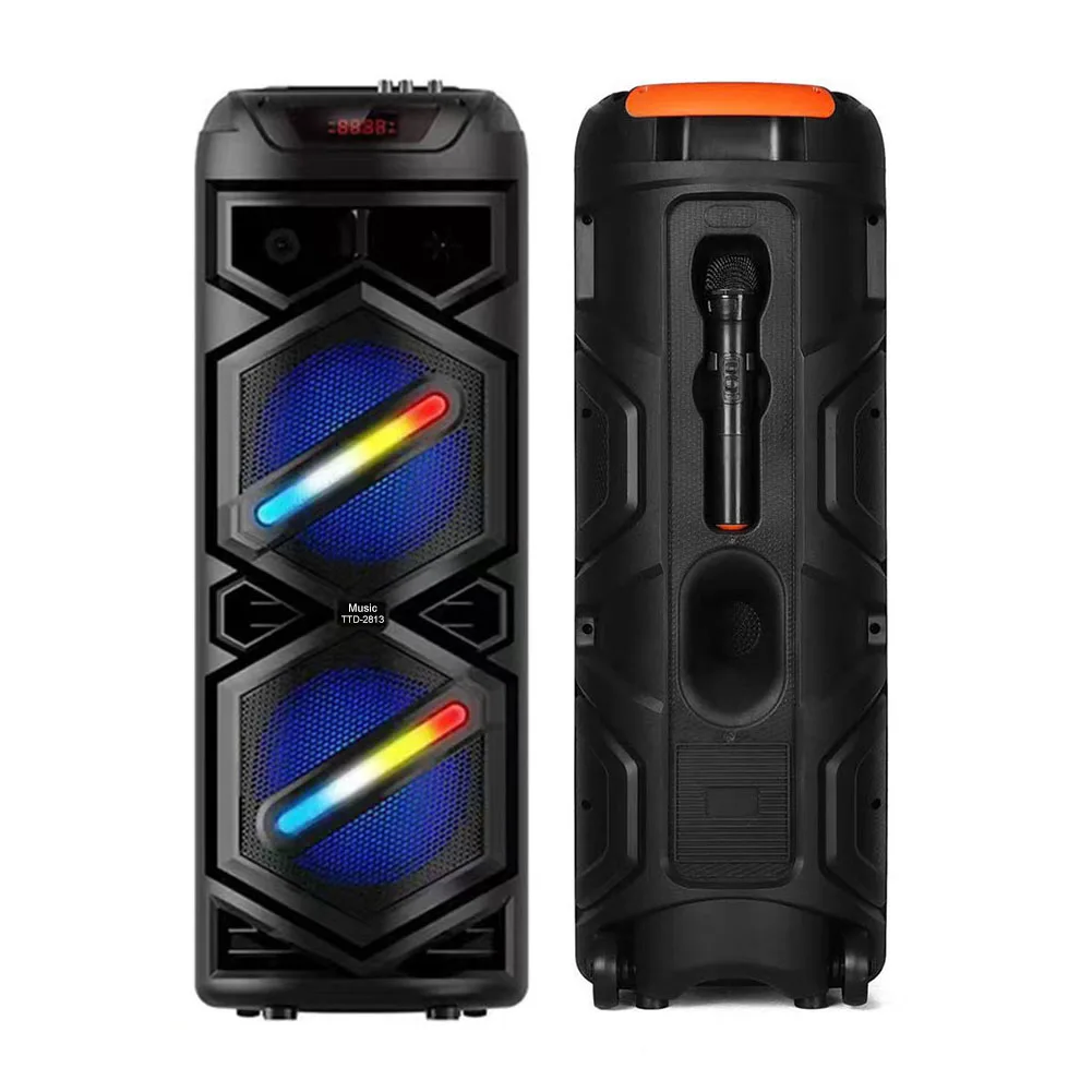 Outdoor Speaker Wireless Portable Bluetooth Speaker with Remote Control & Microphone Subwoofer Powerful Big Sound Box