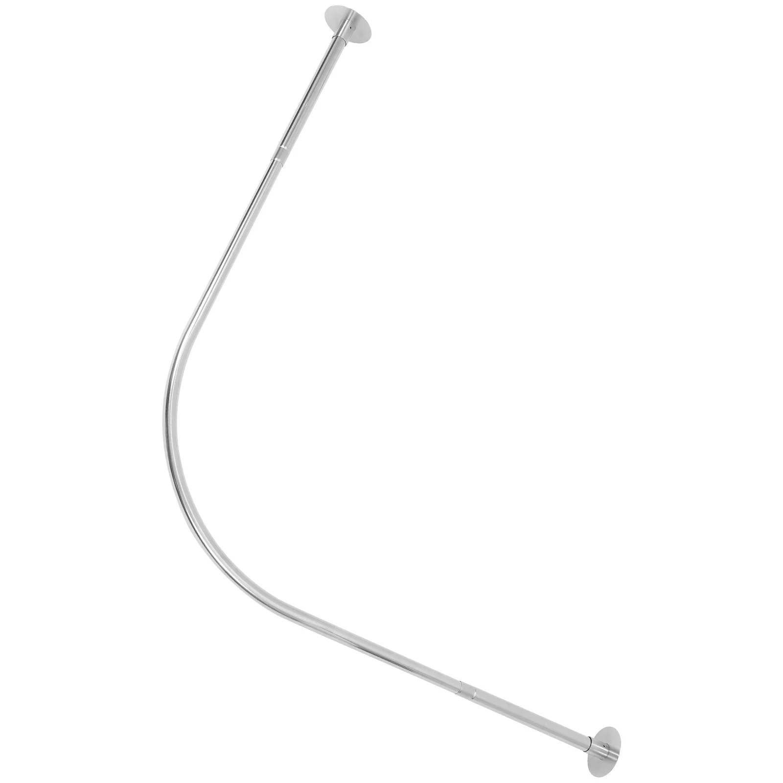

Telescopic Bathroom Rod Brushed Nickel Curved Shower Curtain Heavy Duty Tension Towel