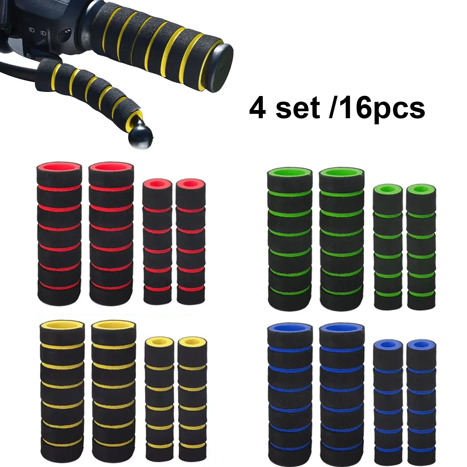 Motorcycle Handlebar Grip Universal Handle Bar Cover Brake Clutch Lever16 Pcs 4 Set Sponge Foam Grips Cover Motorcycles Grip
