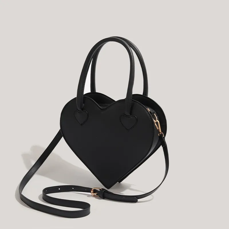 JIAERDI Harajuku خمر الحبيب محفظة المرأة حقيبة كتف جلدية سوداء السيدات النمط الياباني لطيف حقيبة يد Y2K حقيبة كروسبودي