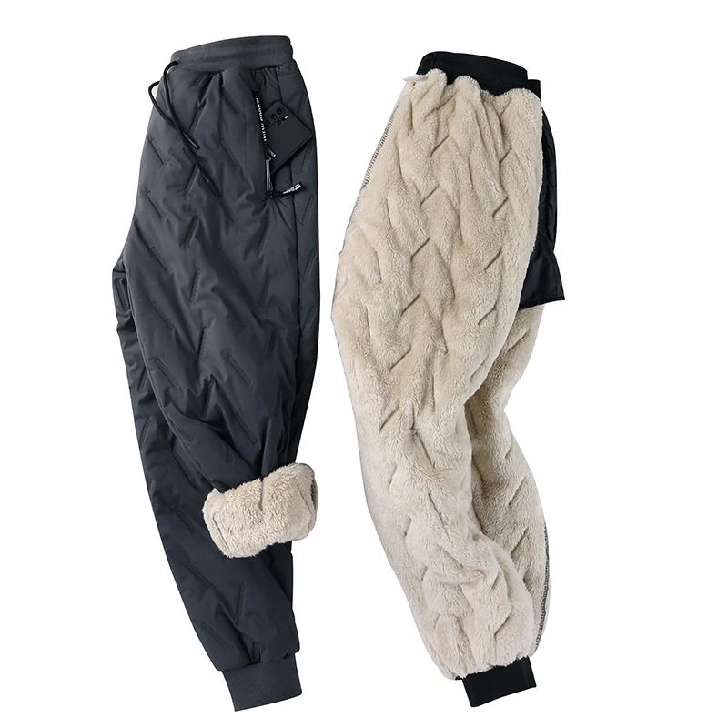 Pantalones de plumón acolchados y gruesos para hombre, pantalones bombachos a prueba de viento para exteriores, 20 grados, nieve cálida, Otoño e Invierno