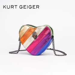 KURT GEIGER 콘트라스트 레인보우 스플라이스 크로스바디 백, 영국 브랜드 디자이너 핸드백, 패션 트렌드 여성 가방, 신제품