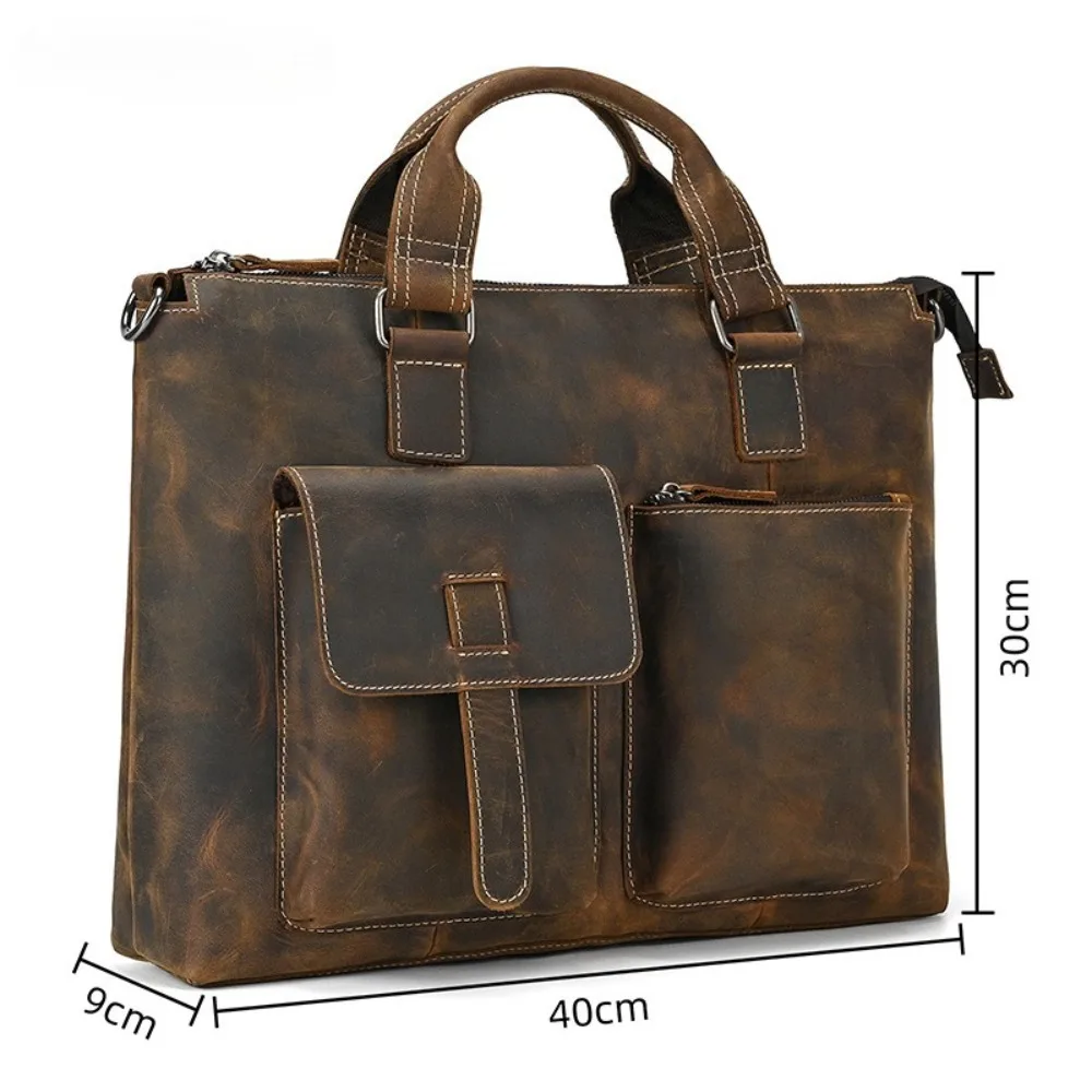 Valigetta multifunzionale da uomo retrò per computer Borsa a tracolla in pelle semplice e versatile Borsa tote moda business Fashion Premium