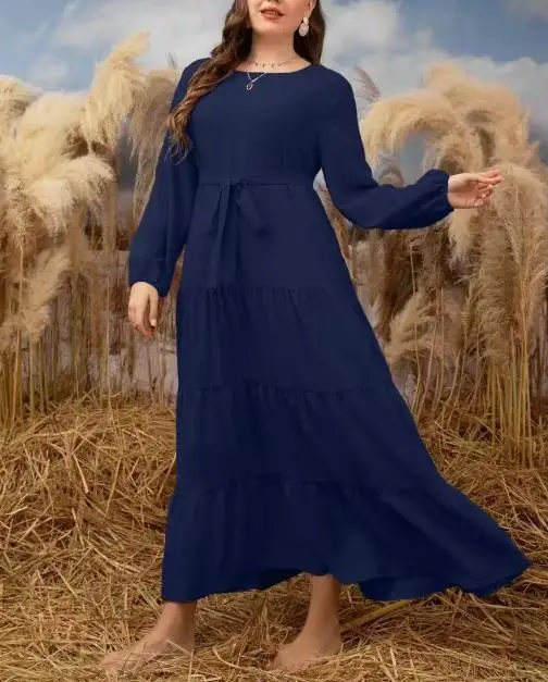 

Spring Summer Women's Dress 2025 Autumn/winter Solid Color Long Sleeved Casual Dress Loose Casual Comfortable and Elegant Dress