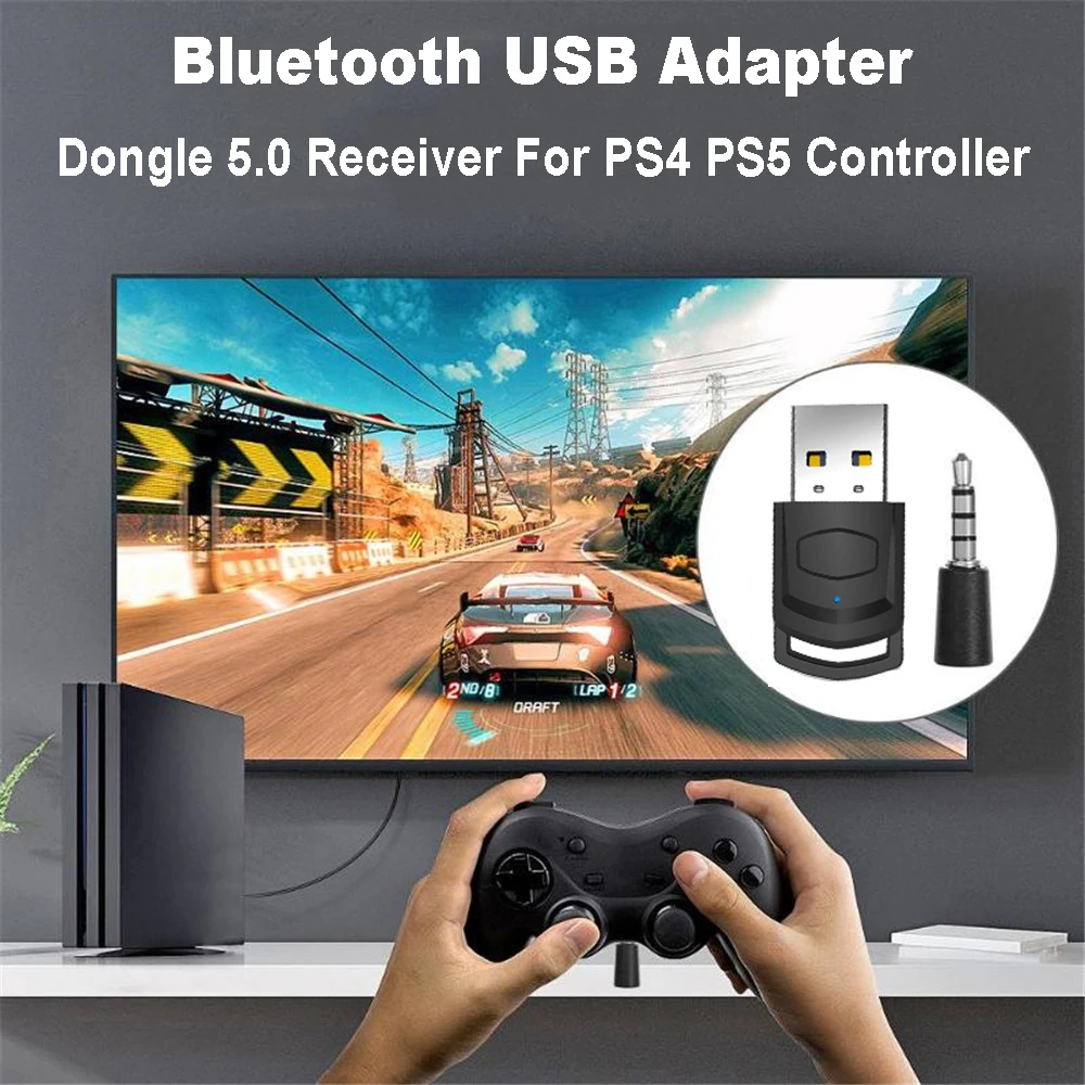 Bluetooth Audio Adapter Wireless Headphone Adapter Receiver for PS5/PS4 Game Console PC Headset 2 in 1 USB Bluetooth 5.0 Dongle