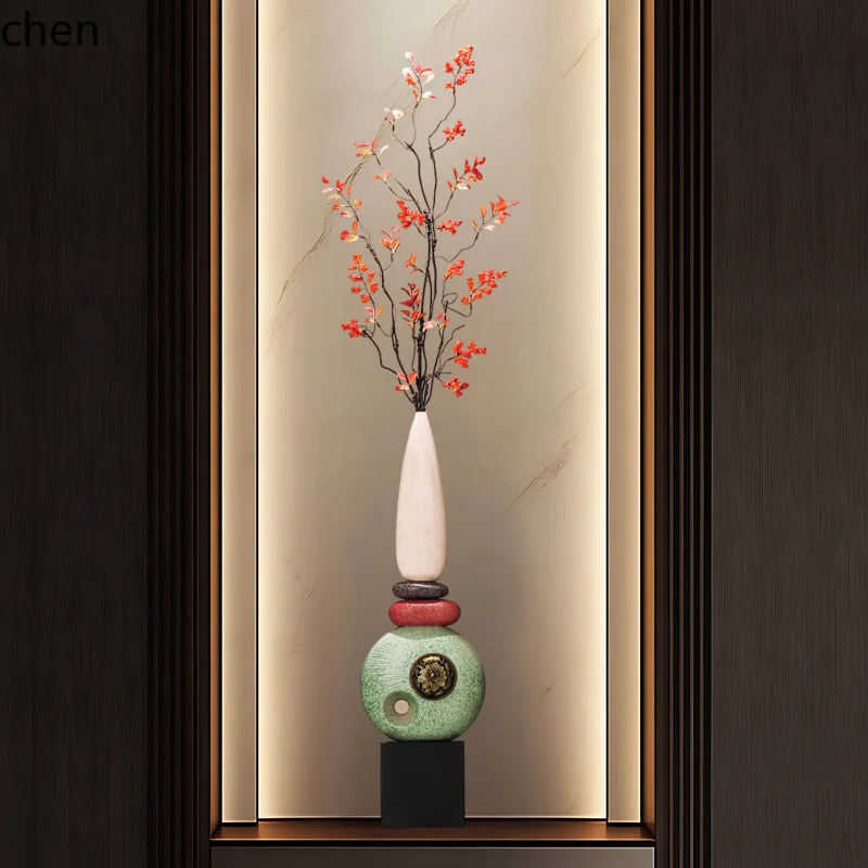 

YXY Entrance Hallway Welcome Pine Vase Ornament Entrance Niche Screen Living Room Slim Vertical High Decoration