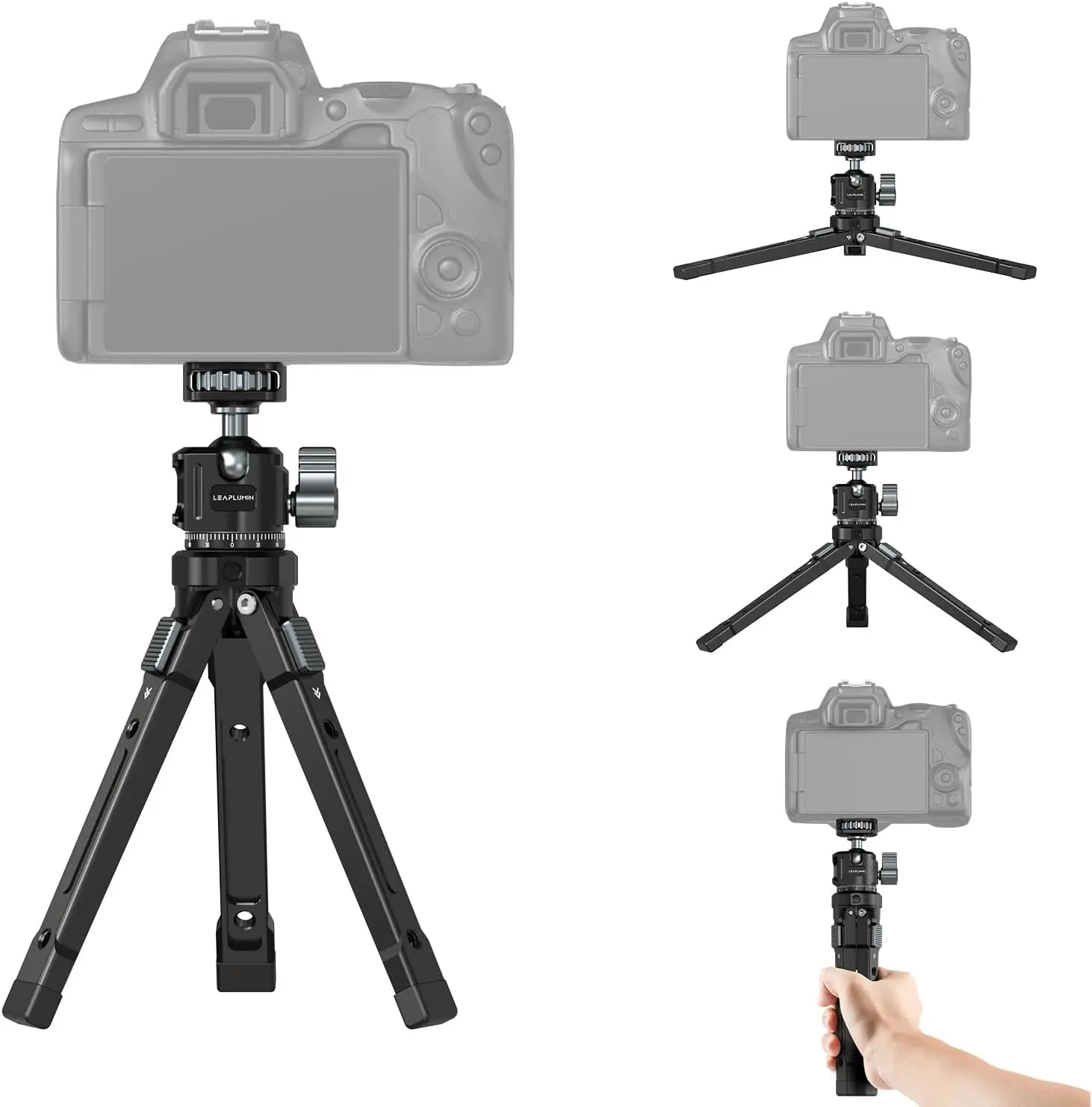 

Portable Aluminium Mini Tripod with 360° Ball Head. Ideal for Vertical Recording with Phones/Cameras, Live Streaming &