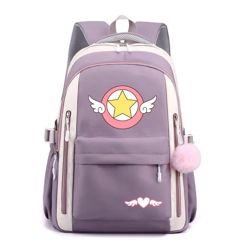 Breathable mesh, Black Blue Pink Purple, Card Captor Sakura , Kadokyaputa Sakura, School Bags, Anime Backpacks Girls Boys