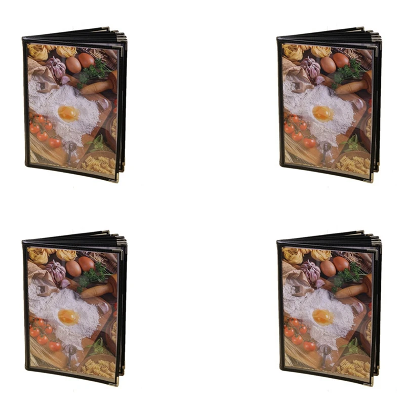 

4X Transparent Restaurant Menu Covers For A4 Size Book Style Cafe Bar 8 Pages 16 View