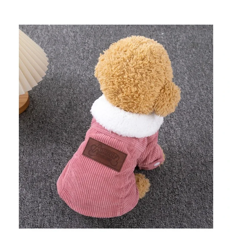 Dog Clothes for Small Dogs Puppy Autumn Winter Sweater Cute Warm Plus Fleece Thick Fleece Jacket Solid Color Chihuahua Clothes