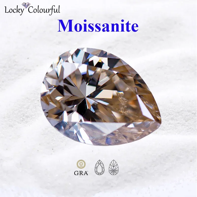 

Moissanite Primary Tea Yellow Color Pear Shape VVS1 Charms Beads for DIY Jewelry Making Bracelet Materials with GRA Certificate