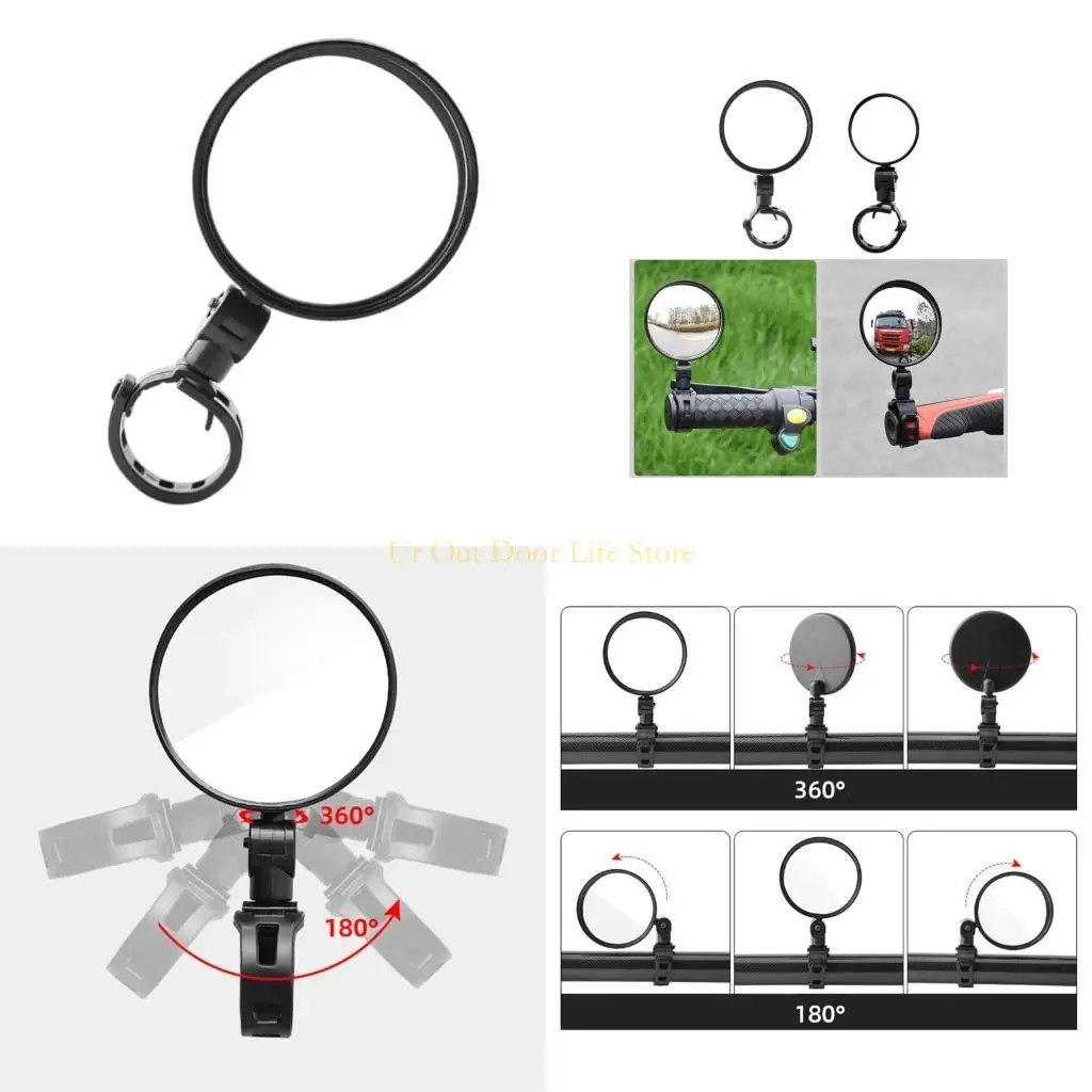 

77UF Road Bike Handlebar Mount Rear View Mirror Wide Angles Rear View Bike Mirror
