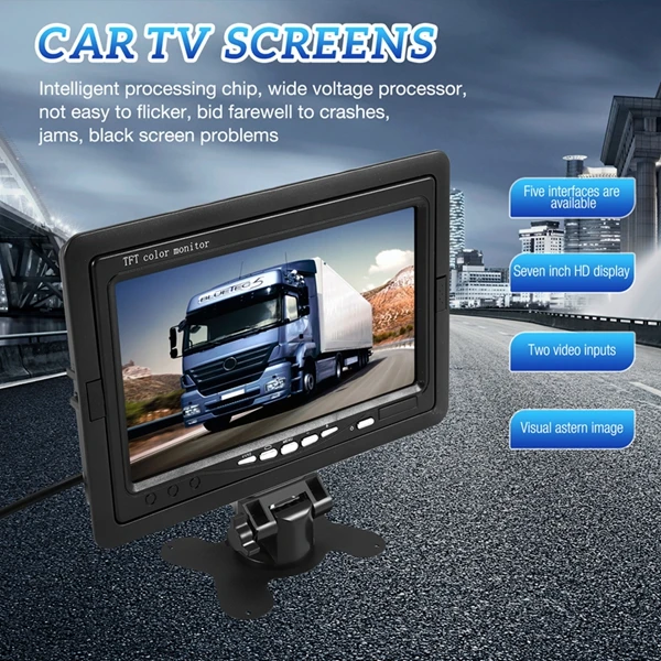 Mini TV 7 Inch HD Monitor 800X480 Portable Car LCD Screens on DVD/CMMB Two Input for Passenger Cars Trucks