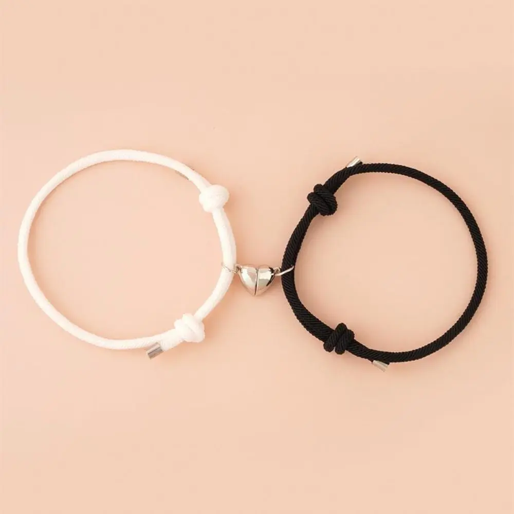 Contrasting Colors Magnetic Heart Bracelet Handmade Love Couple Bracelet Jewelry Accessories Hand Rope Fortune Bracelet Couple