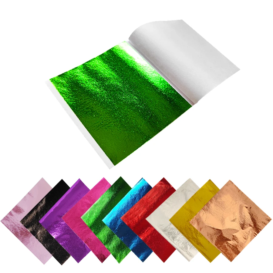 Supply 100 Sheets/Bag Colorful Gold Foil Leaf Set 10 Colors 10 Sheets/Colors for Nail Art Decoration Phone Case Epoxy Resin DIY