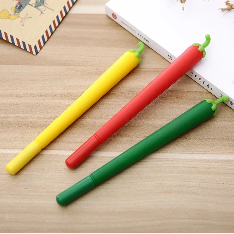 50PCS New Korean Student Stationery Creative Pepper Black Office Signature Pen Learning Kawaii School SuppliesGel Pens