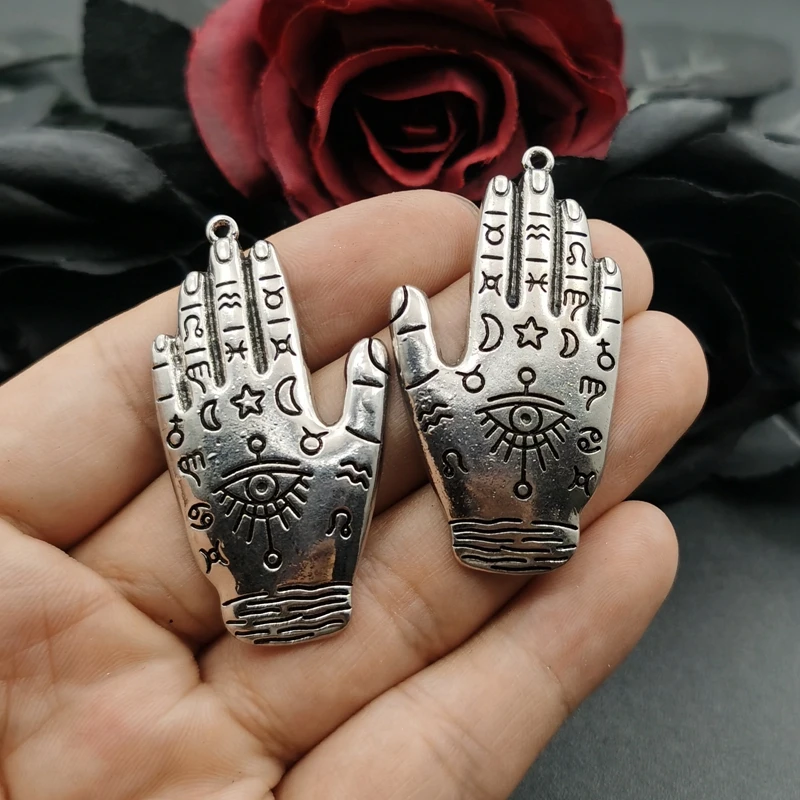 4pcs 50*27mm Palmistry Zodiac Astrology Symbols Mystic Eye Large Charms Pendants Suitable for DIY Handcraft Making Accessories