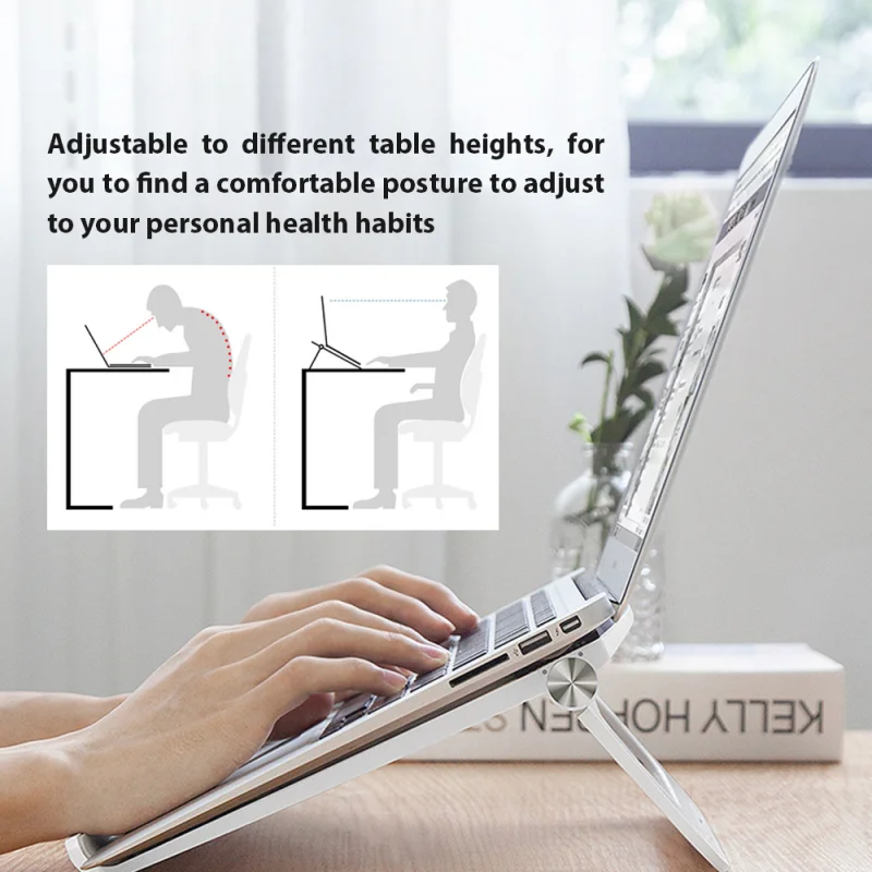 Soporte para ordenador portátil, Base de soporte de refrigeración portátil plegable y ajustable, Compatible con pulgadas para Macbook Air Pro