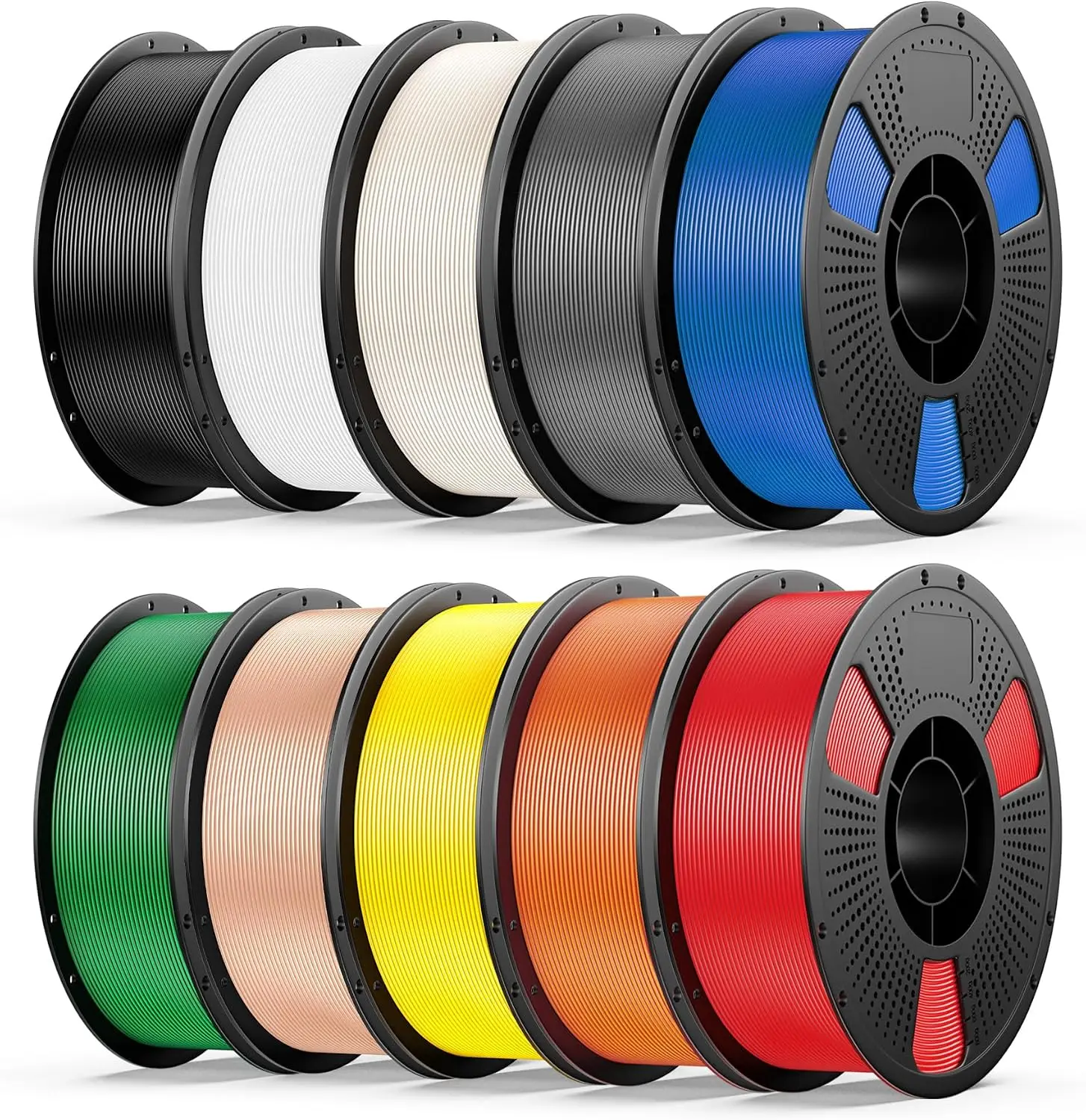 10kg Elite PLA 3D Printer Filament Bundle 10 Color Pack 3D Printing Filament 1.75mm 1kg Spool 10 Pack Black Jade White Cream Whi