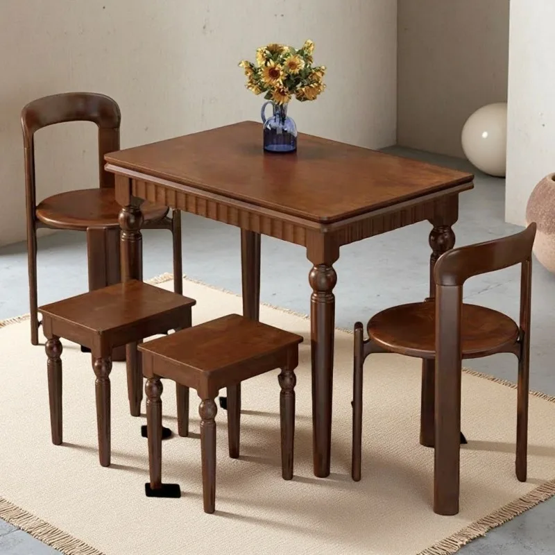 Eating table American rectangular black solid wood table y