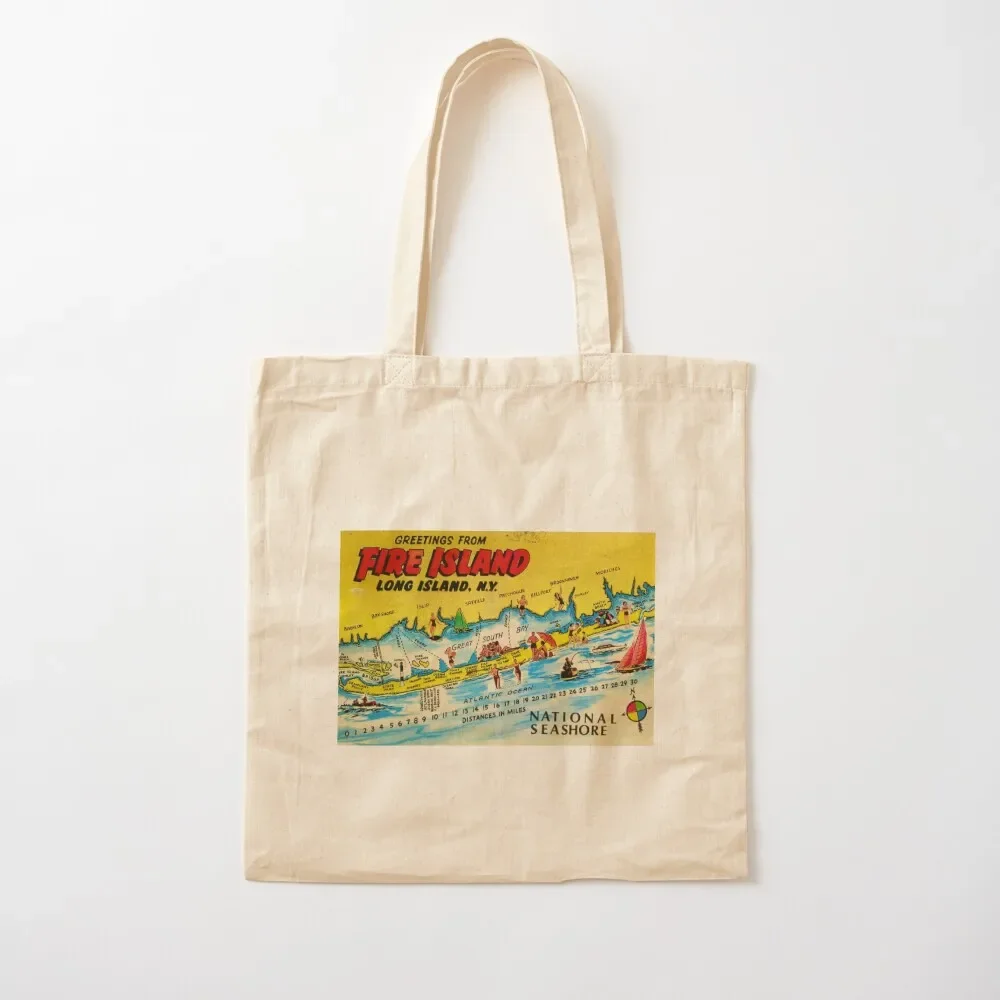 

Greetings from Fire Island, NY (Postcard) Tote Bag custom bags reusable shopping bags supermarket folding bag Tote Bag