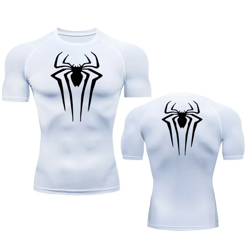 Compression Shirt Summer Men\'s T-Shirt White Short Sleeve Breathable Quick Dry Fitness Top Sports Long Sleeve Compression Shirt