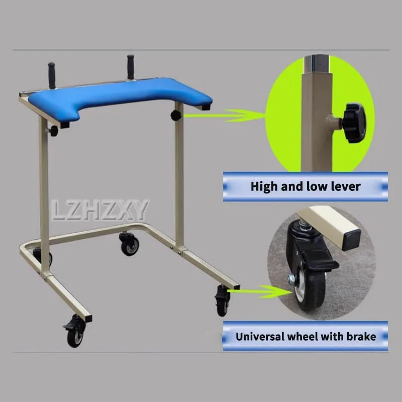 Elderly Folding Walker Thickened Crossbar Silver Blue Portable Folding Walker Stainless Steel Height Adjustment for Daily Use