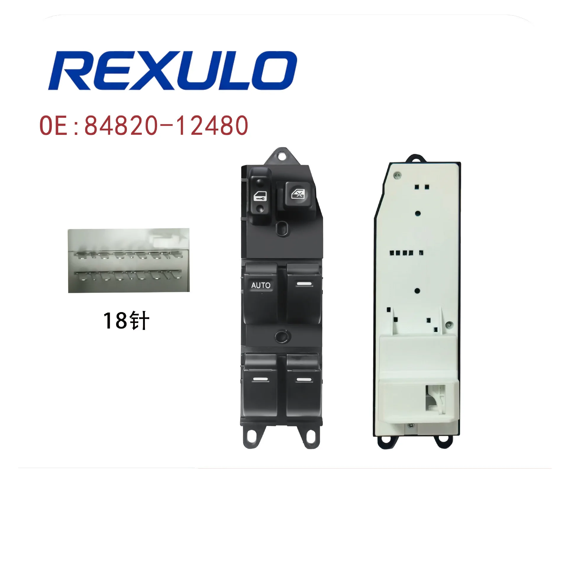 84820-12480 Interruptor Principal de Vidro Elétrico de 18 Pinos para Toyota Corolla 2001-2007 e Toyota RAV4 2001-2005 Botão LHD