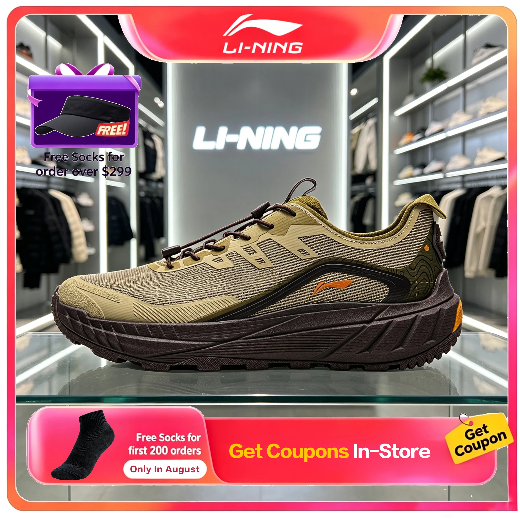 Li-Ning Wuyue 4 Protection Men Women Running Shoes Water Repellent Light Shock Absorb Casual Sneakers