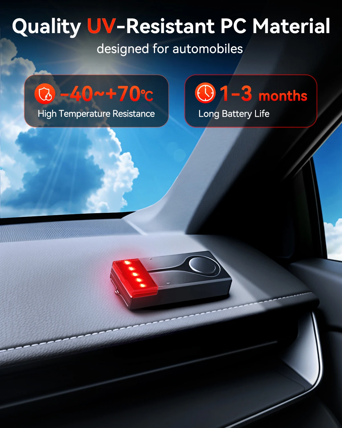 108dB إنذار Rv للسيارة مع ضوء تحذير إنذار نافذة الباب إنذار التحكم عن بعد حساسية عالية الاستشعار إنذار