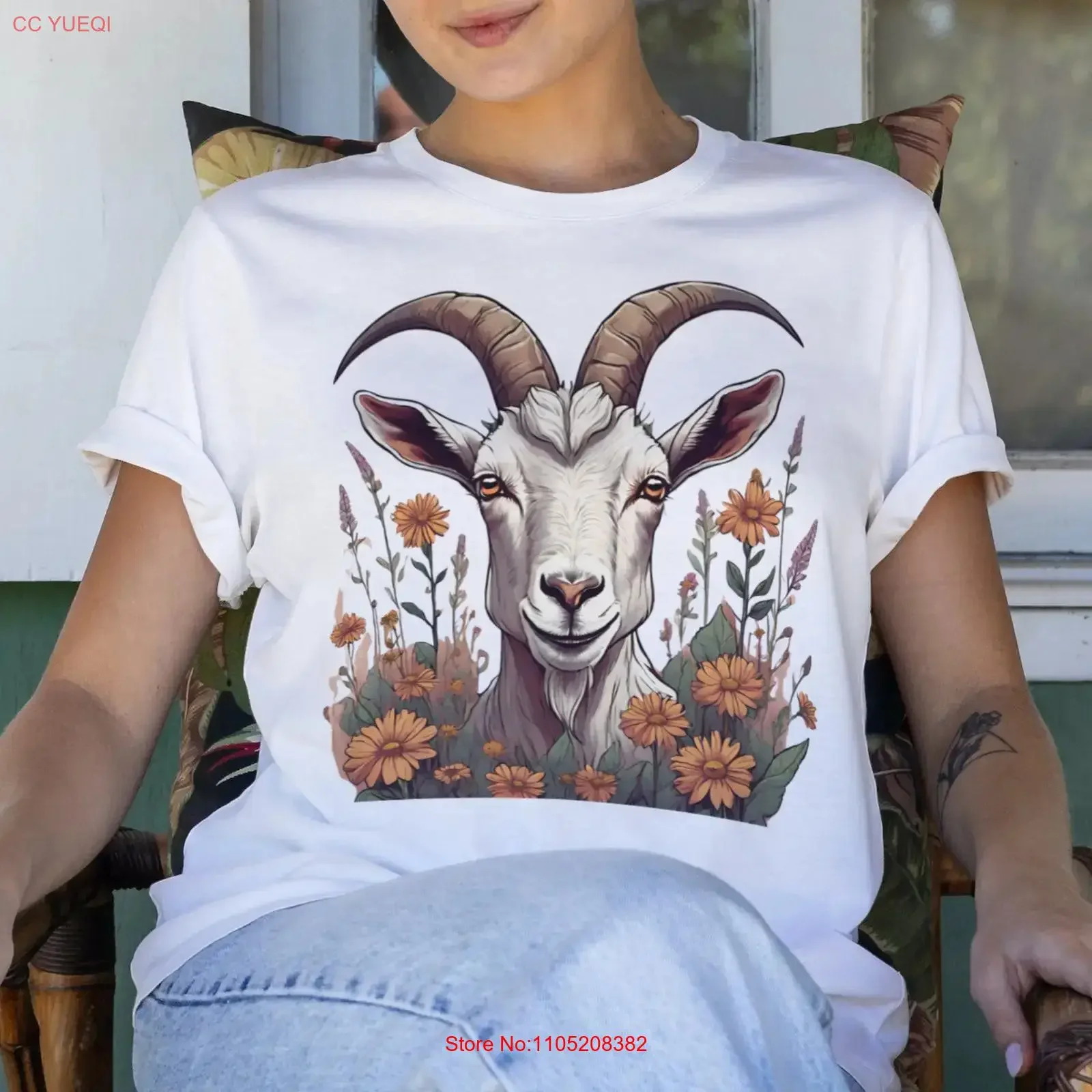 الماعز الزهرة البرية تي شيرت الحيوان مزارع عاشق مزرعة أمي الألبان خمر غسلها قليلا الشارع الشهير لينة امتدت أوم تنوعا