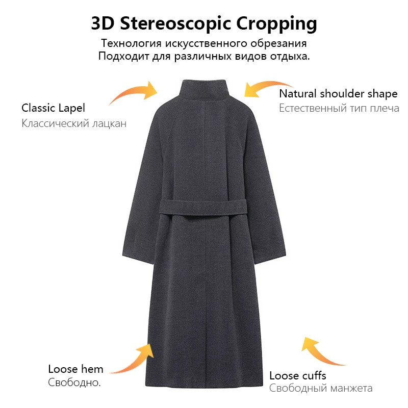 سترة معطف نسائية مع حزام بياقة واقفة وصدر واحد معطف عصري غير رسمي للخريف والشتاء ملابس غير رسمية Trafizaran #5