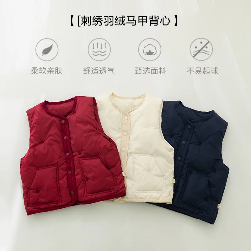 

Jenny&Dave Children's Down Vest Embroidered Tank Top 2023 New Boys' Winter Wear Girls' Outdoor Warm Coat Baby Children's Wear Ch