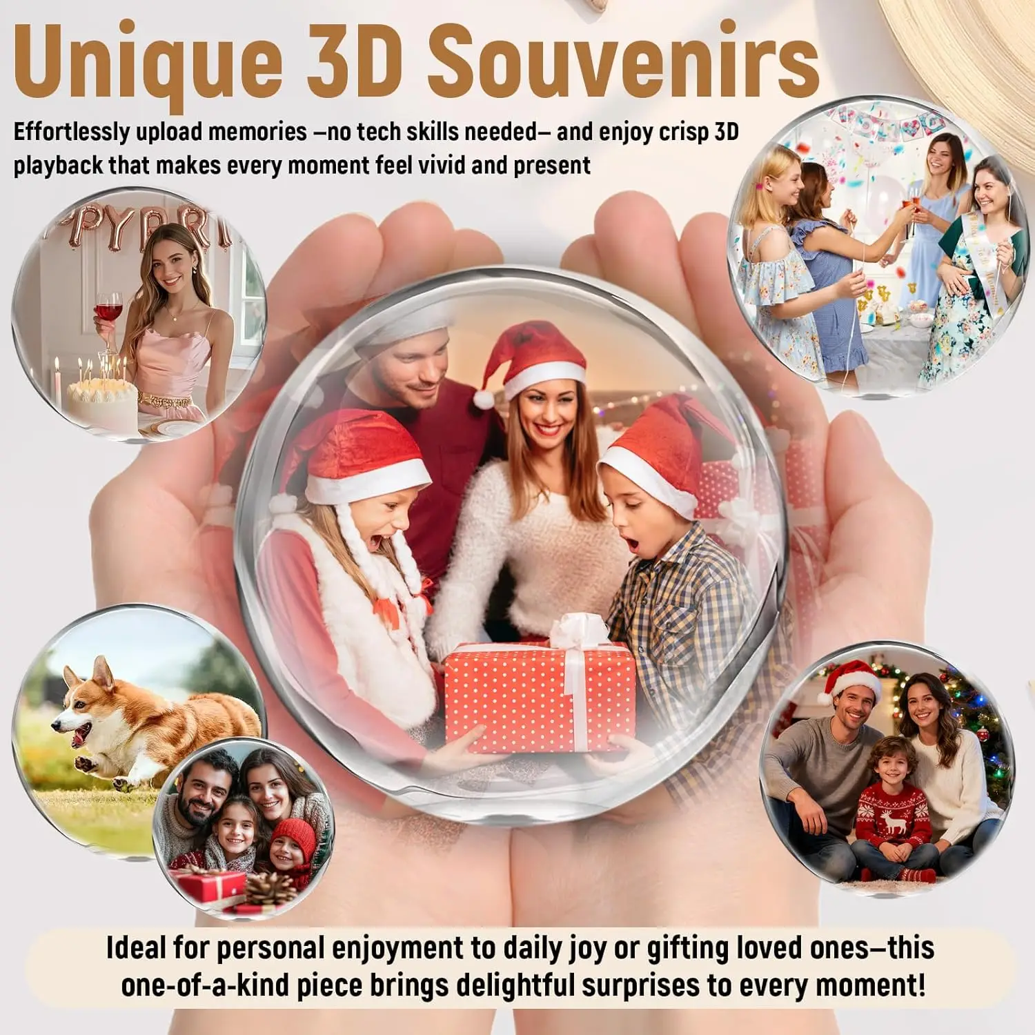 2.76 Inch WIFI HD Magic Crystal Ball Video Player 4GB Memory Rechargeable Photo Music Display 360 View Stand