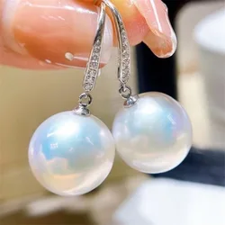 huge charming 16mm south sea white gold shell pearl earring pearl earrings dangle earrings 925.00
