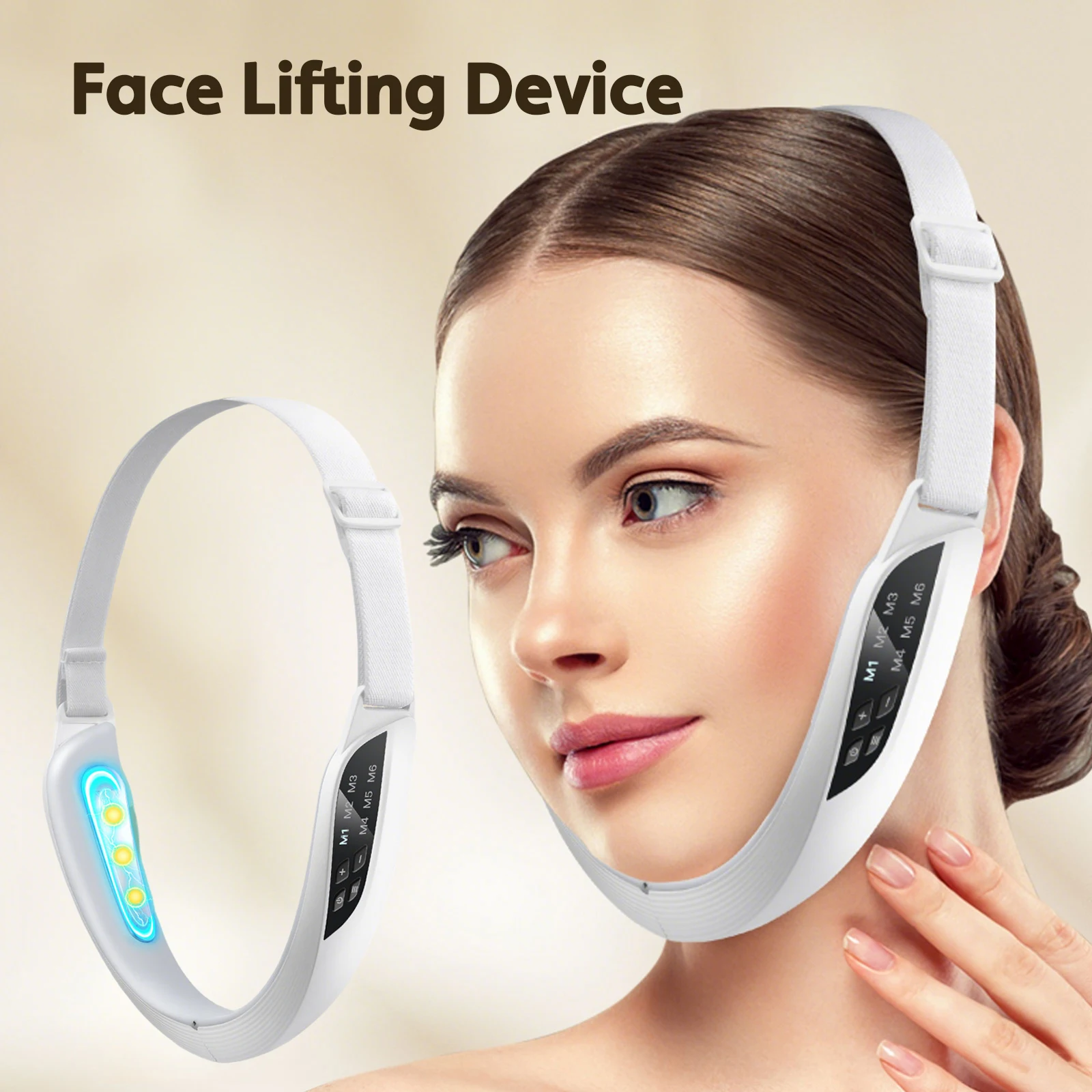 フェイスリフトデバイス 電動フェイススリミングベルト 8段階EMS 二重あご Vフェイスマッサージャー リフトアップ美容器 スキンケア