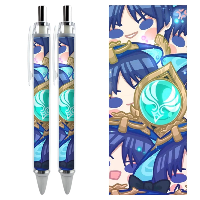 2/4PCS Genshin Impact Gel Pens Scaramouche Balladeer Kawaii Q Version HD Pattern Anime Game Stationery Caneta School Supplies