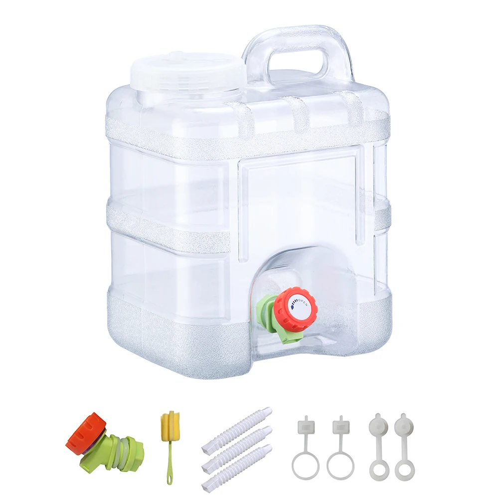 10L Clear Water Jug with Spigot Water Container Emergency Water Storage for Outdoor Hiking Camping Home Use