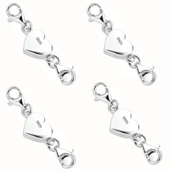 925 Sterling Silver Heart Magnetic Jewelry Clasps Magnetic Necklace Clasps and Closures Sterling Silver Double Bracelet Necklace