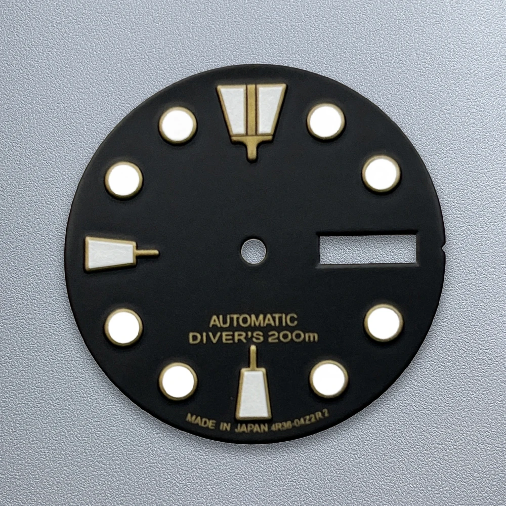 Esfera Retro SKX007 con logotipo S 5 de 28,5mm, adecuada para movimiento NH36/4R36, accesorios de modificación de reloj con calendario Dual luminoso verde