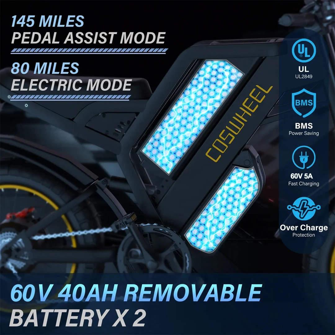 COSWHEEL GT20 Max Electric Motorcycles 2000W Brushless Gearless Motors 60V40AH Lithium Battery Speed 70Kmh Adult Off Road Ebike view 4