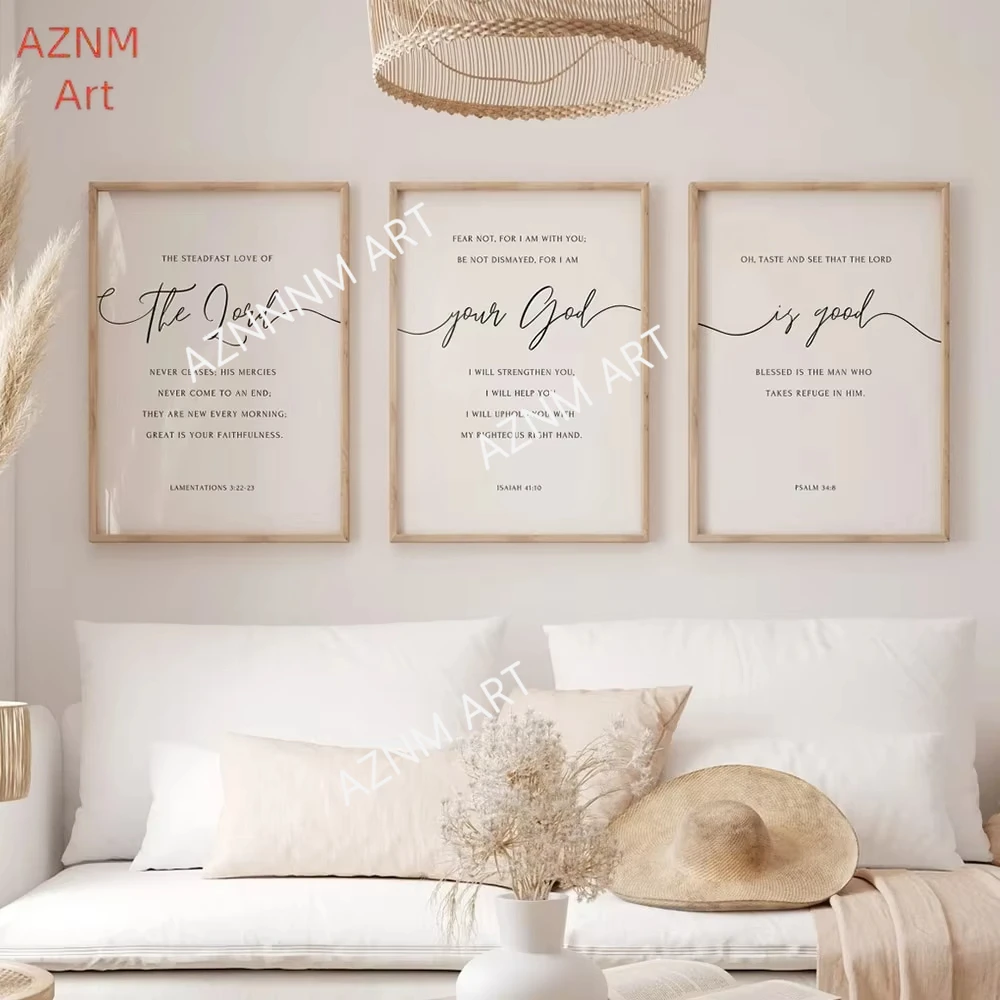 Bible Verse The Lord Your God Is Good Minimal Christian Scripture Wall Art Canvas Painting Posters For Living Room Home Decor
