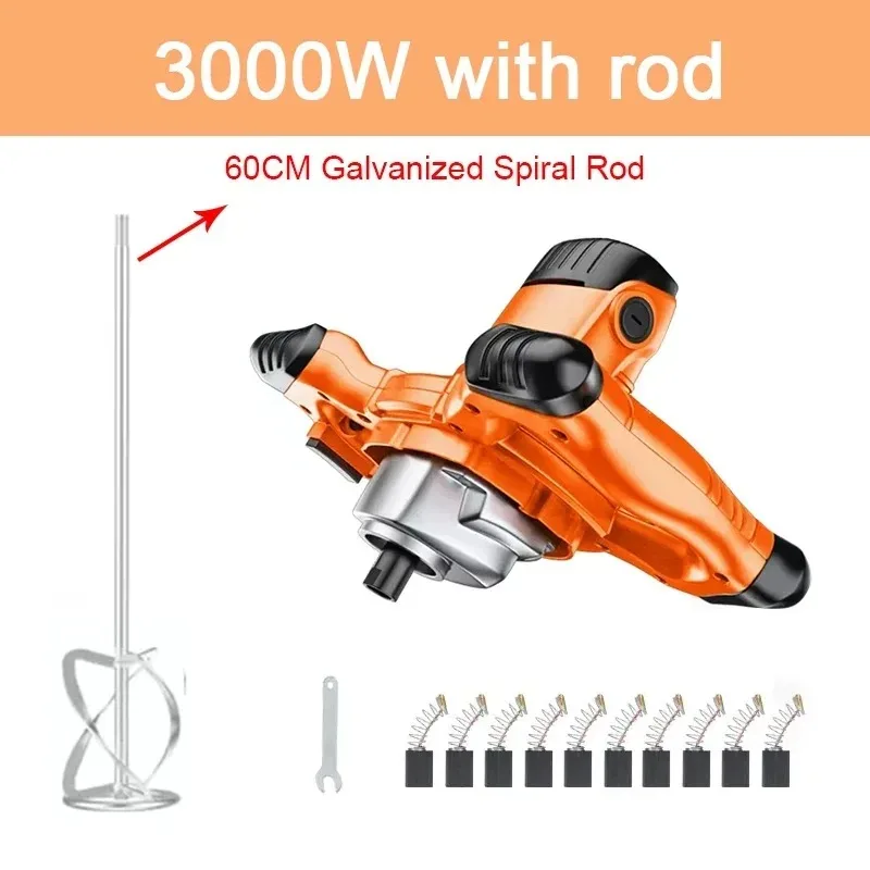 【Más Vendido】Mezcladora de Cemento Industrial de 3000W/2800W, 220V, 6 Velocidades Ajustables, Mezcladora Manual para Pintura, Masilla, Polvo, Cemento, Yeso, Mortero
