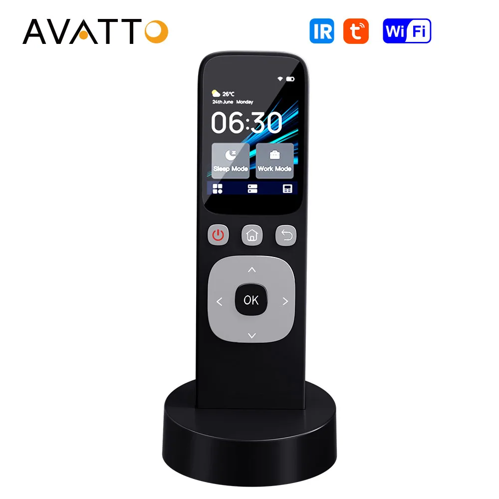 AVATTO WiFi Smart IR Central Control Panel,Tuya Wireless Touch Screen with Buttons,Handheld Remote Controller For Home Appliance