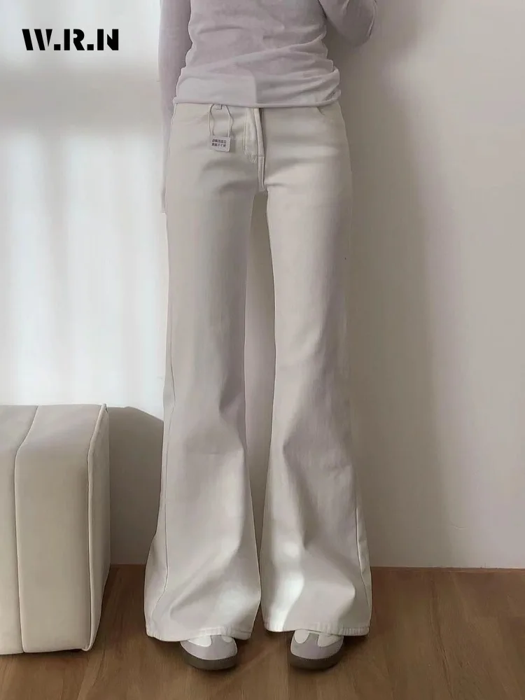 

Women's Y2K Retro Full Length Denim Trouser Solid Color 2000s Street High Waist Jeans Vintage Casual Pure Emo Flared Pants