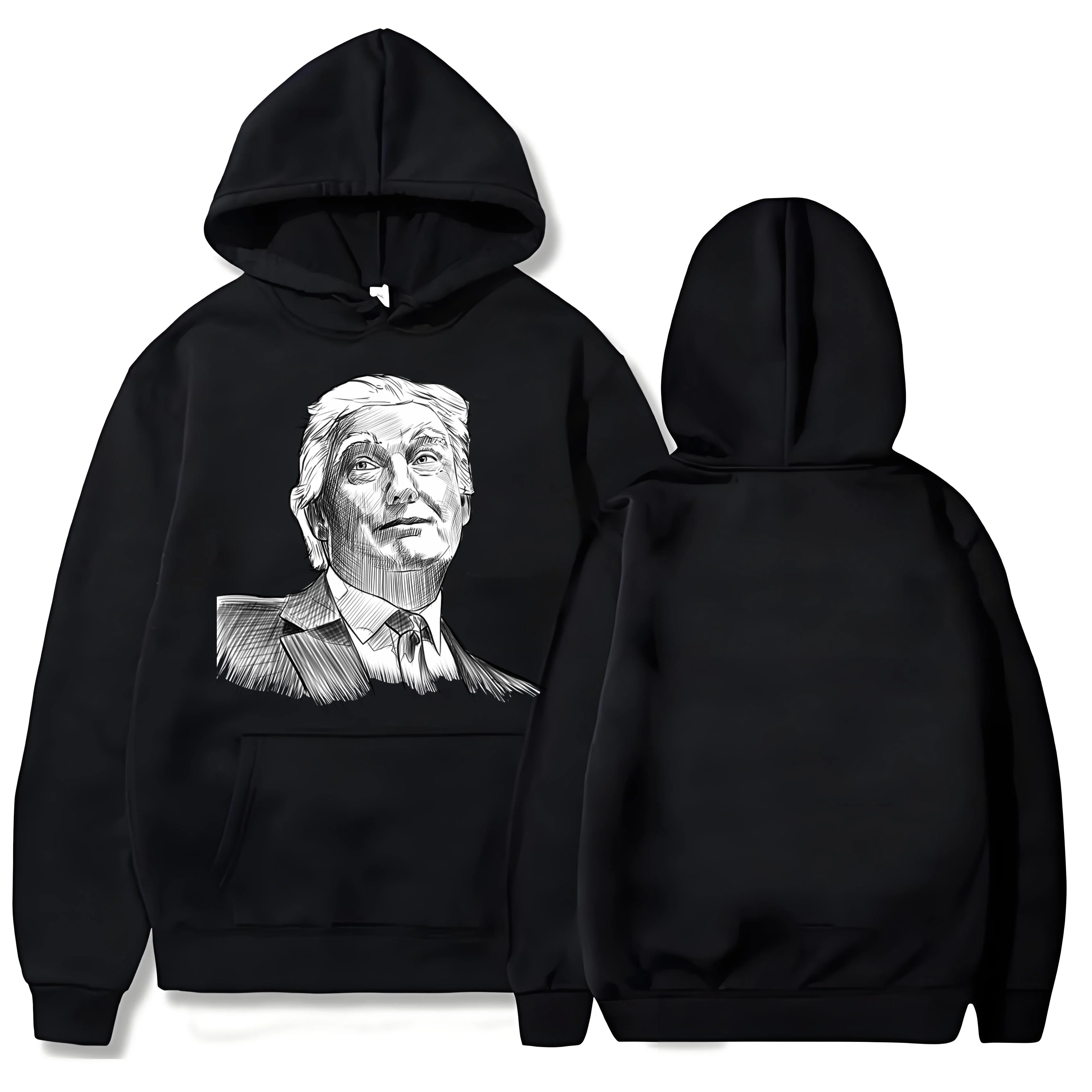 

2025 Trendy brand Y2k 330G heavy-duty hooded sweatshirt with Trump print for both men and women's Halloween