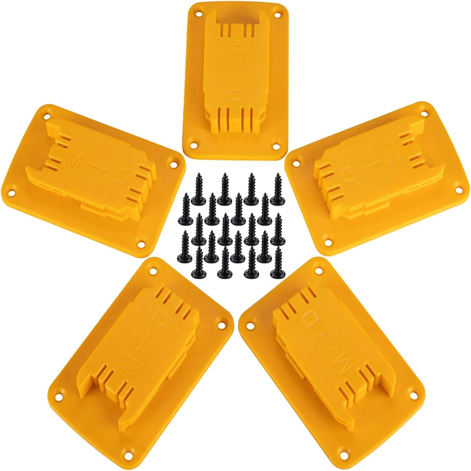 

Convenient, Durable Yellow Pack of 5 Tool Mounts for Dewalt 20V and 12V Drills - Compatible with Milwaukee M18 - Easy Access Too